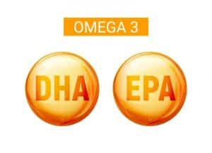 omega- 3 e due molecole dorate: una di dha e l'altra epa