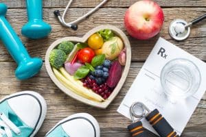 frutta e strumenti di allenamento